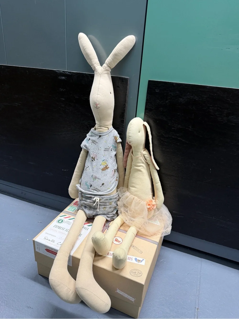 Maileg Mega Maxi Summer Boy Rabbit & Mega Ballerina Rabbit Staff Toys